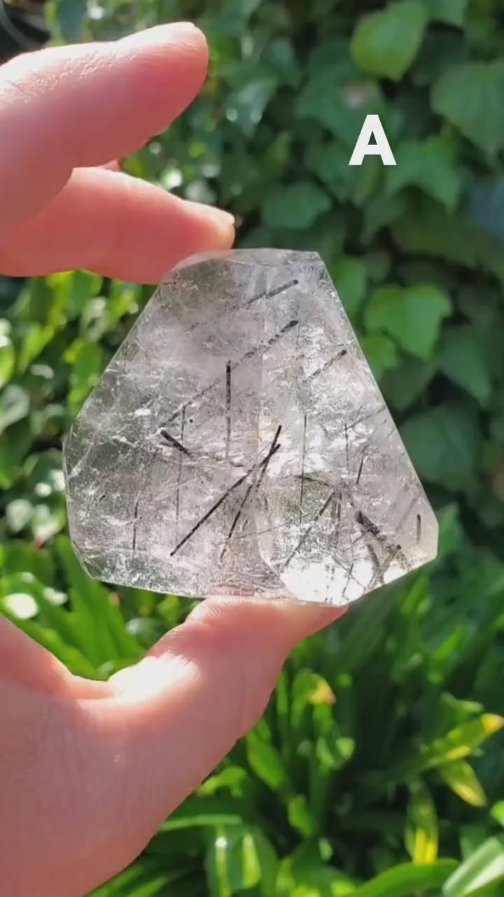 Tourmaline in Quartz Freeform - Magnification, Clarity, EMF Protection - Tourmalinated Quartz Crystal Free Form Cut Gemstones