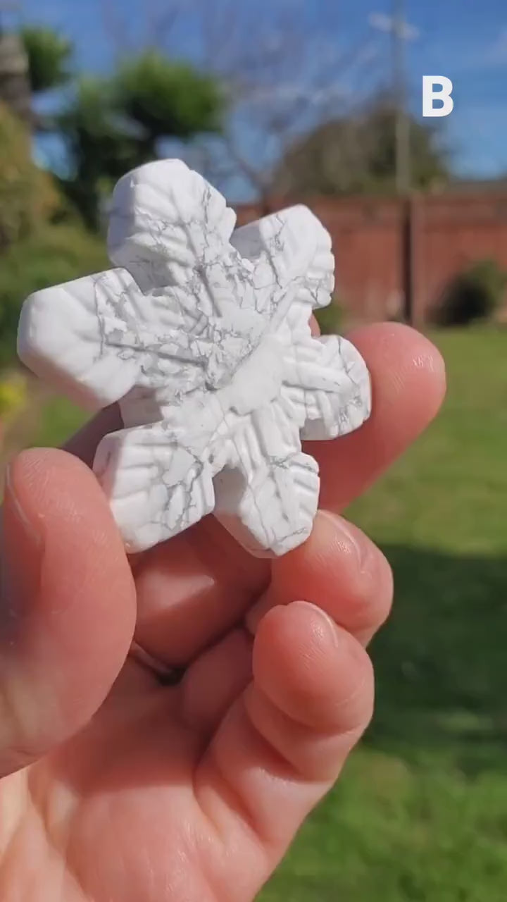 Small Howlite Snowflake - Calm, Confidence, Emotional Healing - Howlite Crystal Snowflake Healing Crystals Gemstones