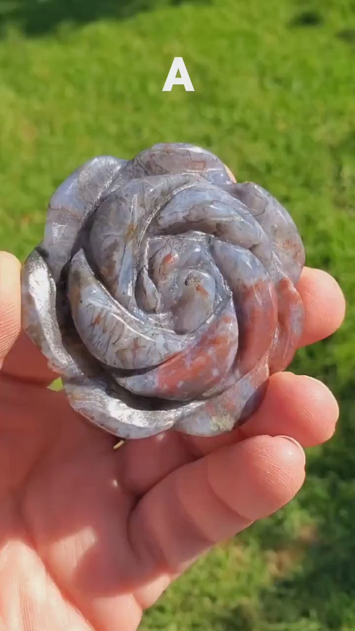 Ocean Jasper Flower - Strength, Renewal, Tranquility - Jasper Crystal Rose Carving Healing Crystals Gemstones
