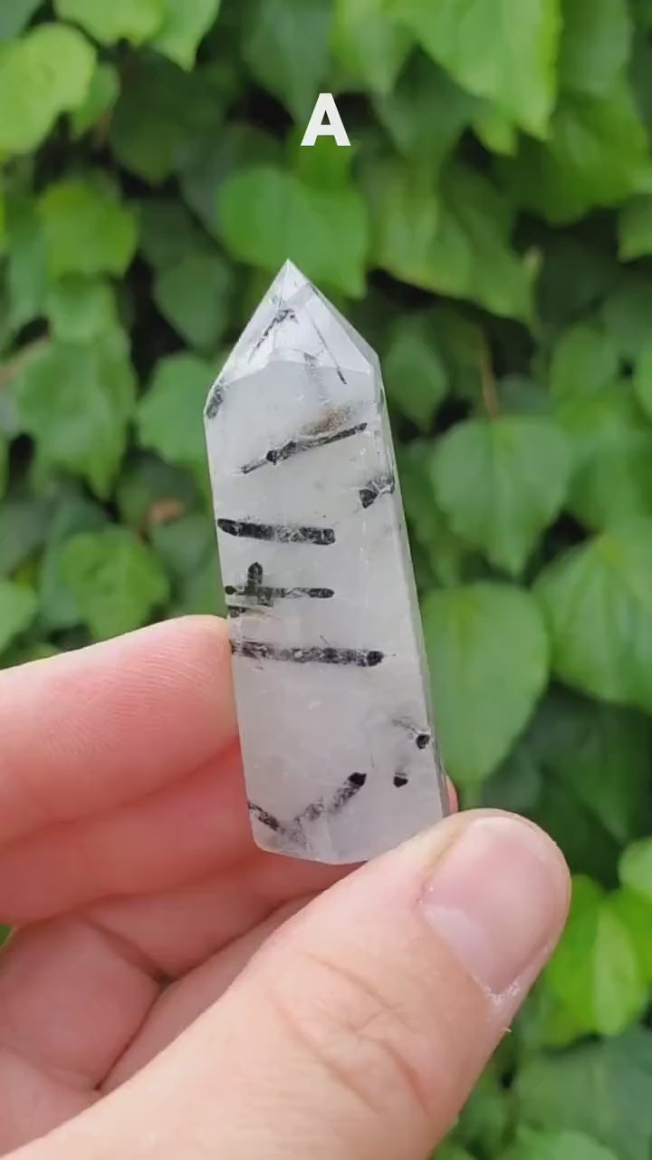 Tourmaline in Quartz Towers - Magnification, Clarity, EMF Protection - Tourmalinated Quartz Crystal Point Healing Gemstones