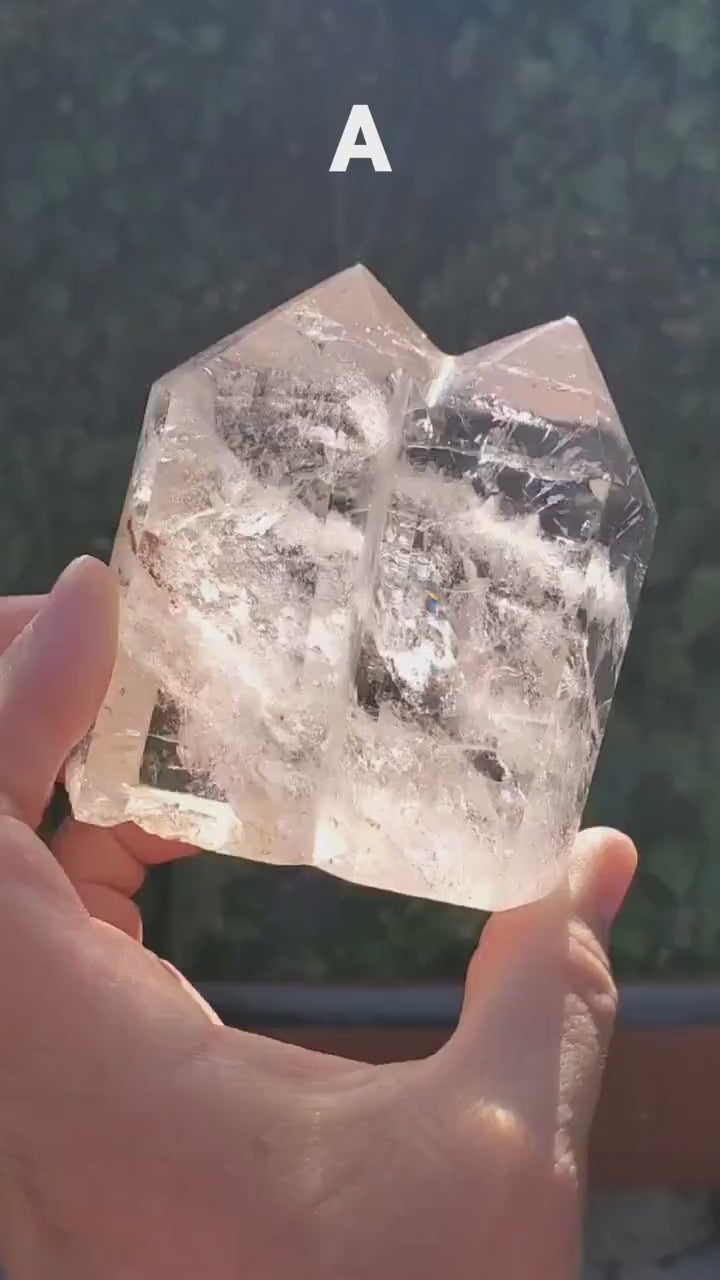 Chunky Double Point Quartz Tower - Counteracts Negativity, Energizes Positive Energy, Cleanses Aura - Clear Quartz Crystal Healing Gemstone