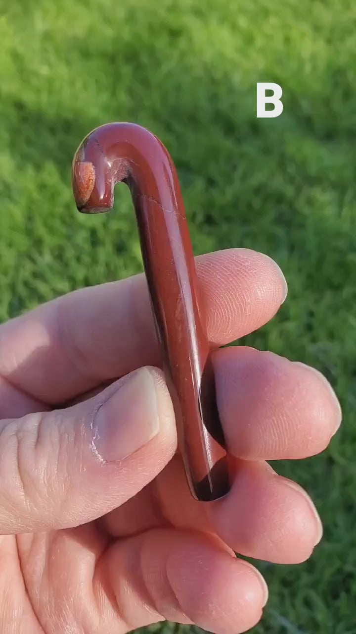 Red Jasper Candy Cane - Cellular Healing, Creativity, Reflection, Patience - Red Crystal Cane Stone Healing Gemstones