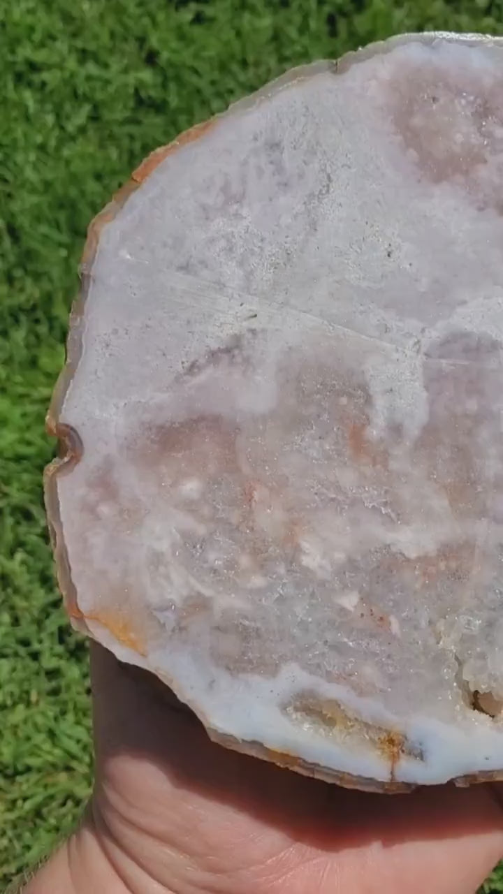 Pink Amethyst Flower Agate Slab - Gentle, Nourishing, Growth, Positivity, Grounding - Pink Crystal Display Healing Crystals Gemstone Plate
