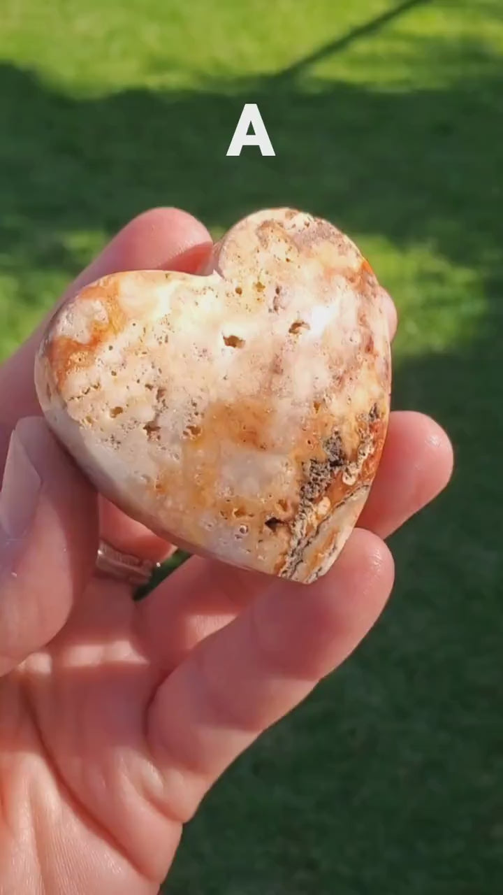 Cute Pink Lace Agate Heart with Druzy - Balance Physical, Mental, Emotional - Pink Agate Crystal Heart Carving