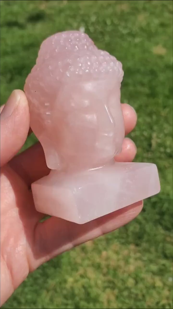 Rose Quartz Buddha 3.15" tall - Unconditional Love, Compassion, Forgiveness - Pink Crystal Buddha Head Crystals Gemstones