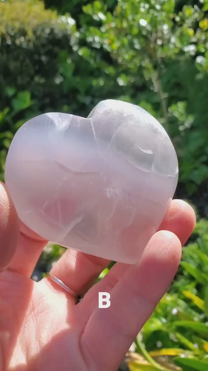 Lavender Fluorite Heart - Calming, Stability, Mental Clarity, Energetic Protection - Fluorite Healing Crystal Puffy Heart Gemstone