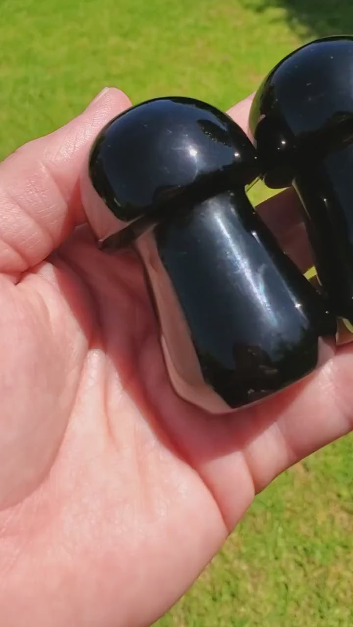 Obsidian Mushroom - Self Reflection, Release Negative Energies - 2.45" Obsidian Black Mushie Healing Crystals Gemstones