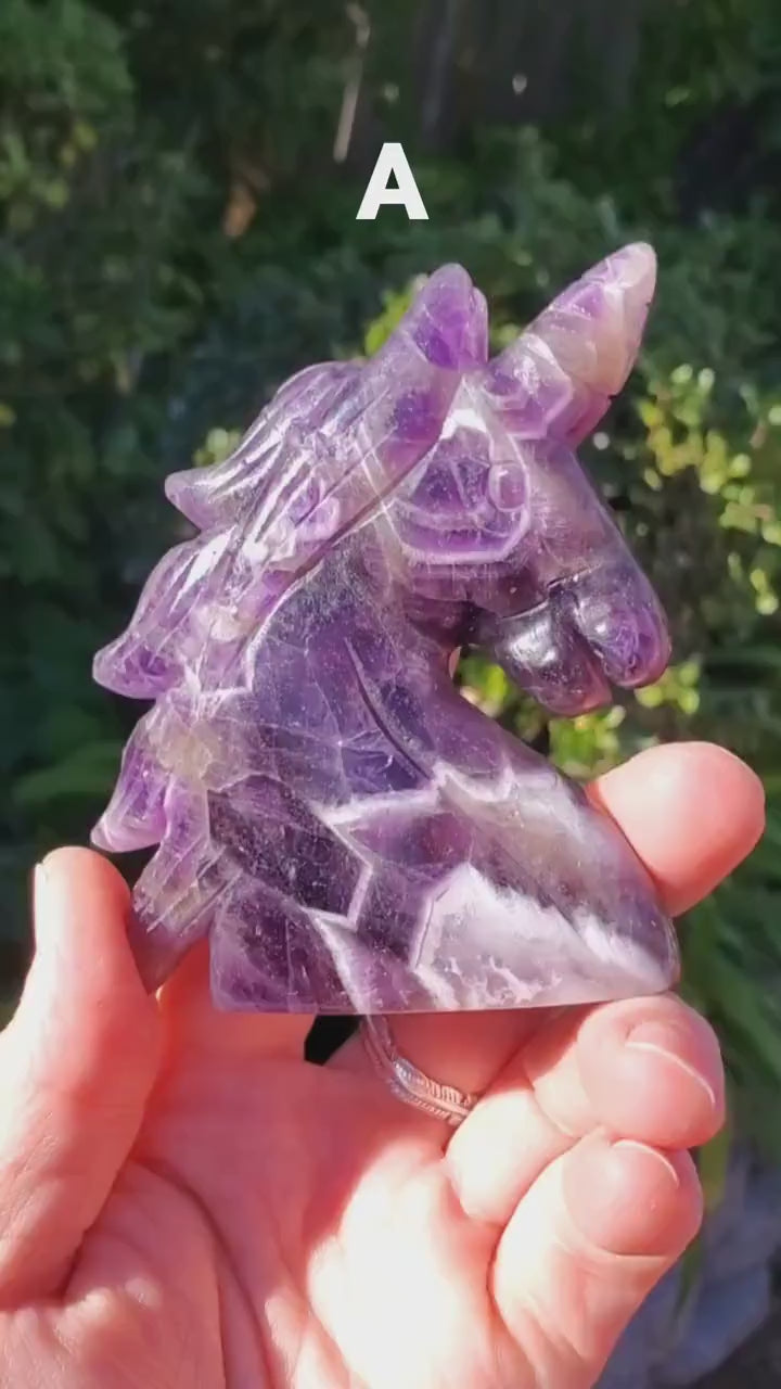 Dream Amethyst Unicorn - Calming, Energetic Protection, Positivity, Divine Love - Purple Amethyst Crystal Unicorn Healing Gemstones