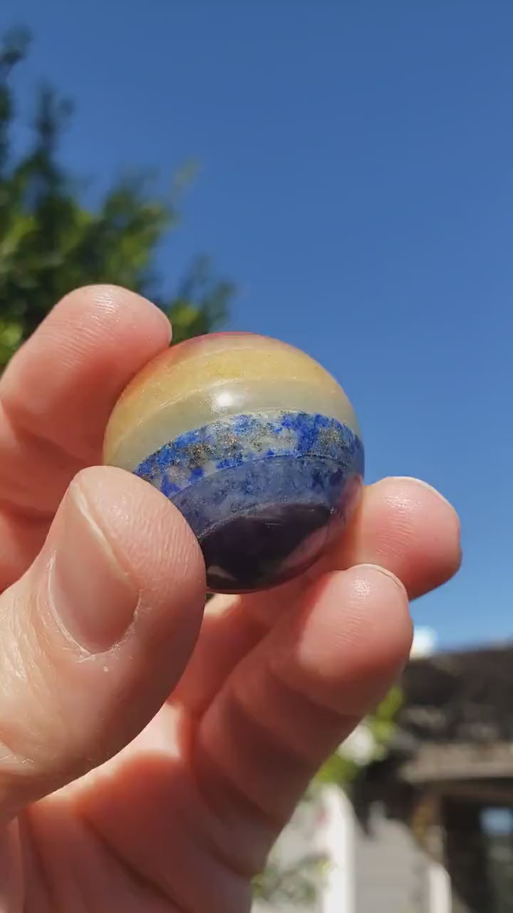Small Chakra Sphere - Grounding, Manifestation, Self Reflection, Prosperity, Wisdom, Strength, Awareness - Chakra Crystal Ball Gemstone