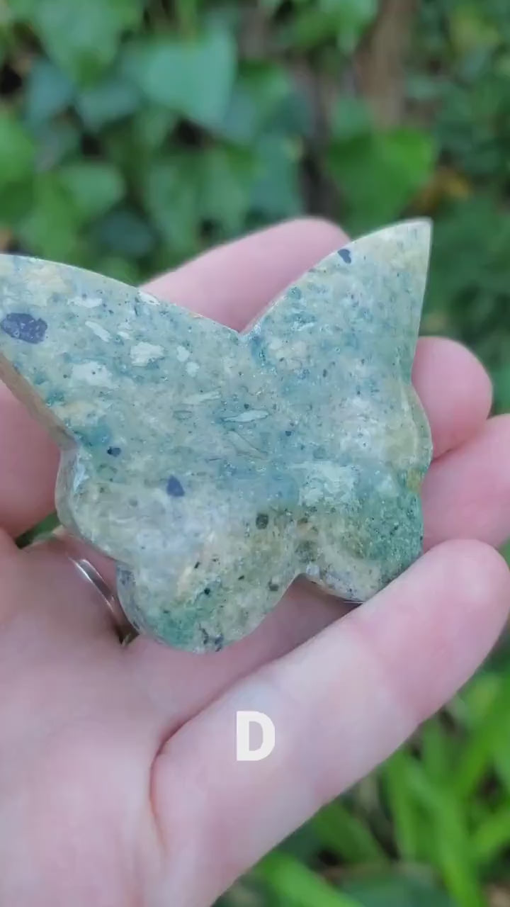 Green Jasper Butterfly - Inner Calm, Balances Energies - 2.70" Green Butterfly Carved Crystal Healing Gemstone