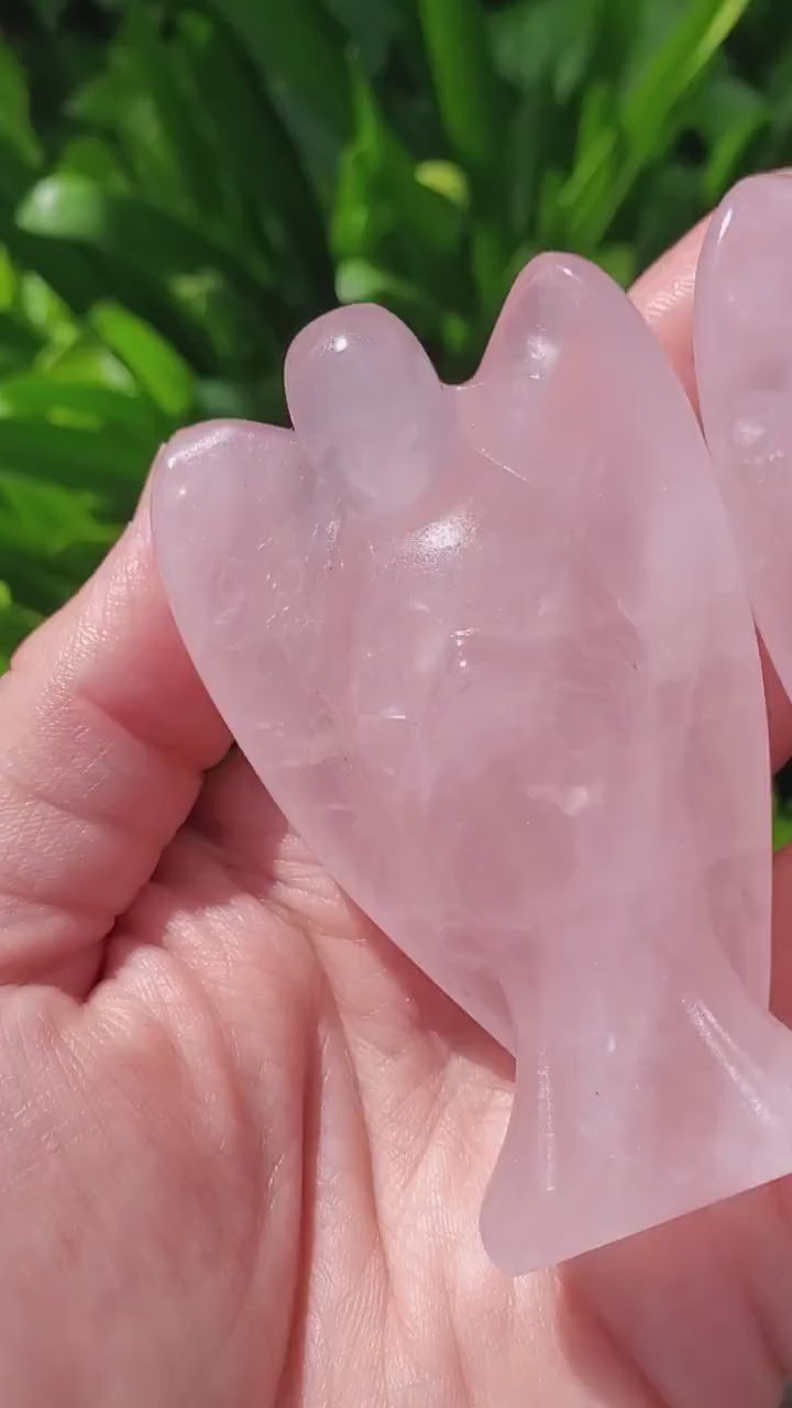 3" Standing Rose Quartz Angel - Unconditional Love, Compassion, Forgiveness, Kindness - Pink Crystal Angel Healing Crystal Gemstone