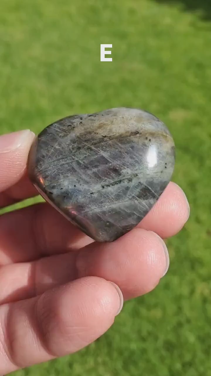 Flashy Labradorite Hearts Trio - Awareness, Connection, Intuition, Wisdom - Labradorite Healing Crystal Lab Heart Set
