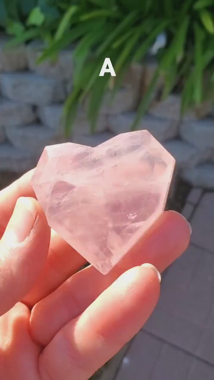 Small Rose Quartz Faceted Heart - Unconditional Love, Passion, Forgiveness - Pink Crystal Heart Stone Healing Crystals Gemstones