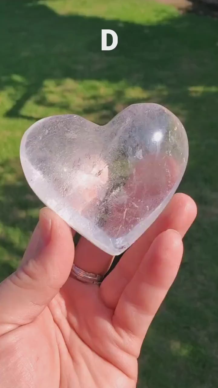 Chunky Quartz Heart - Magnifies Intentions, Transmutes Negative, Energizes Positive Energy - Clear Heart Carving Crystal Healing Stone