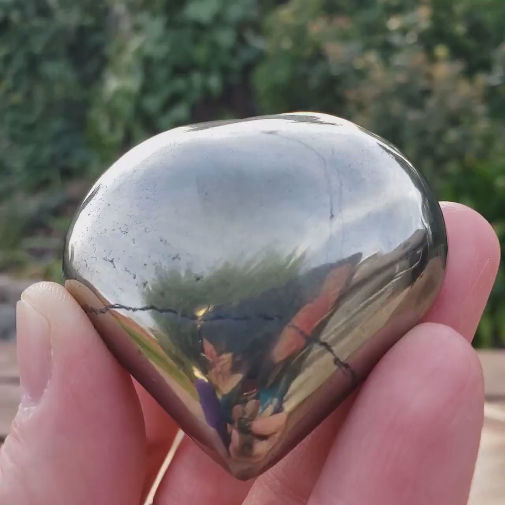 Puffy Pyrite Heart - Manifestation, Protection, Grounding, Abundance - Gold Heart Crystal Healing Gemstone