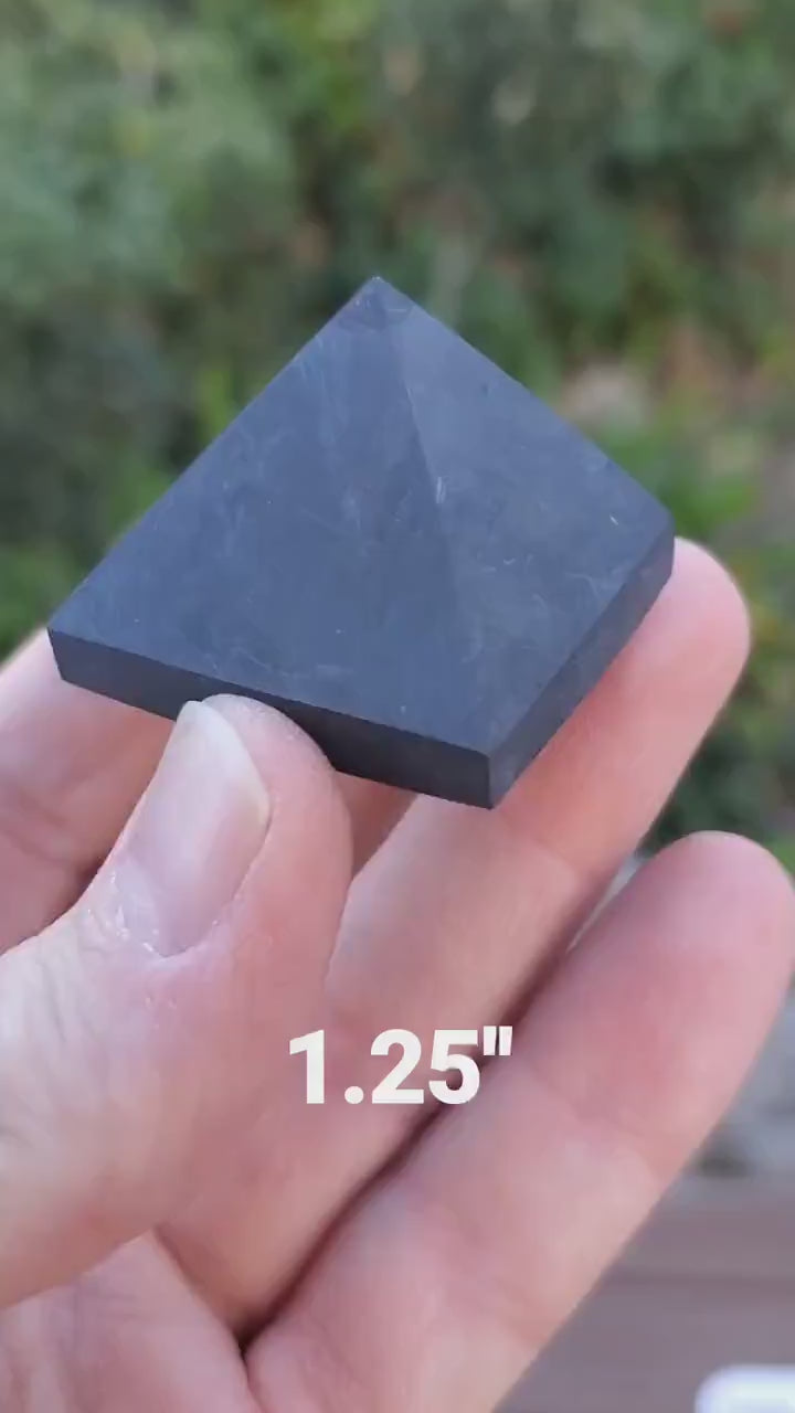 Shungite Pyramid - EMF Protection, De-Stress, Improves Sleep, Grounding - Pyramid Crystal Stone Healing Gemstones