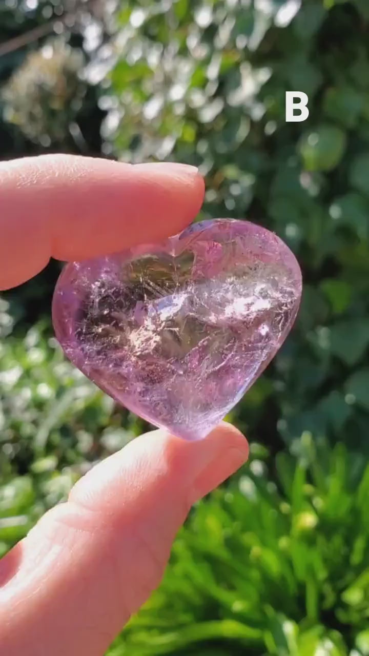 Small Amethyst Heart - Calming, Energetic Protection, Positivity, Connection - Purple Amethyst Puffy Crystal Heart Healing Gem