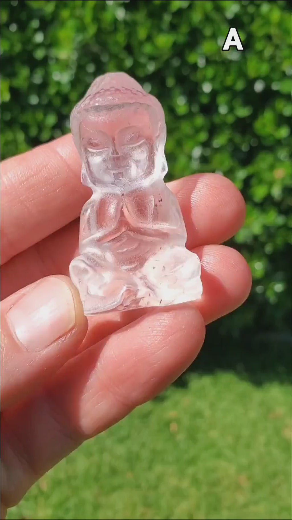 Clear Quartz Buddha 1.95" to 2.60" tall - Counteracts Negative, Energizes Positive Energy - Carved Buddha Stone Healing Crystals Gemstones