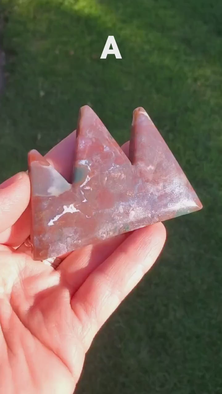 Ocean Jasper Mountain Carving - Strength, Renewal, Tranquility - Jasper Crystal Mountain Range Healing Crystals Gemstones
