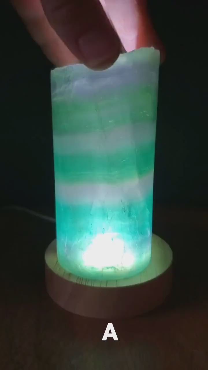 Green Rainbow Fluorite Lamp (2.15" wide) - Mental Clarity, Stability, Energetic Protection - Accent Light Mood Lighting Crystal Stone