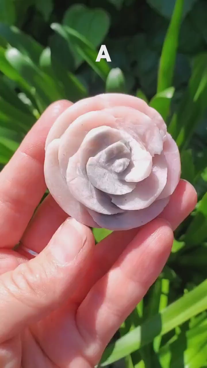 Cute Pink Opal Flower - Activates Heart Chakra, Strengthens Connection To Yourself, Individuality - Pink Crystal Flower Carving Gemstone
