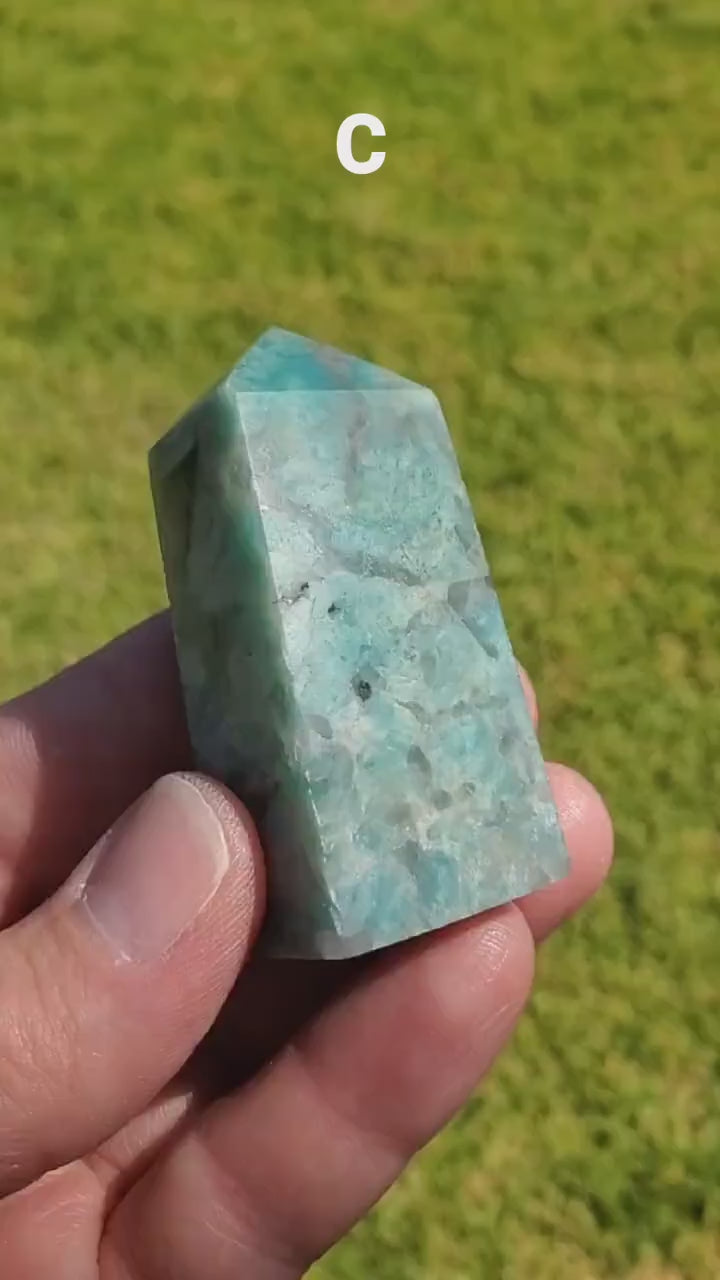 Amazonite Tower with Smoky Quartz - Calming, Courage, Truth, Compassion - Amazonite Crystal Point Generator Healing Gemstones