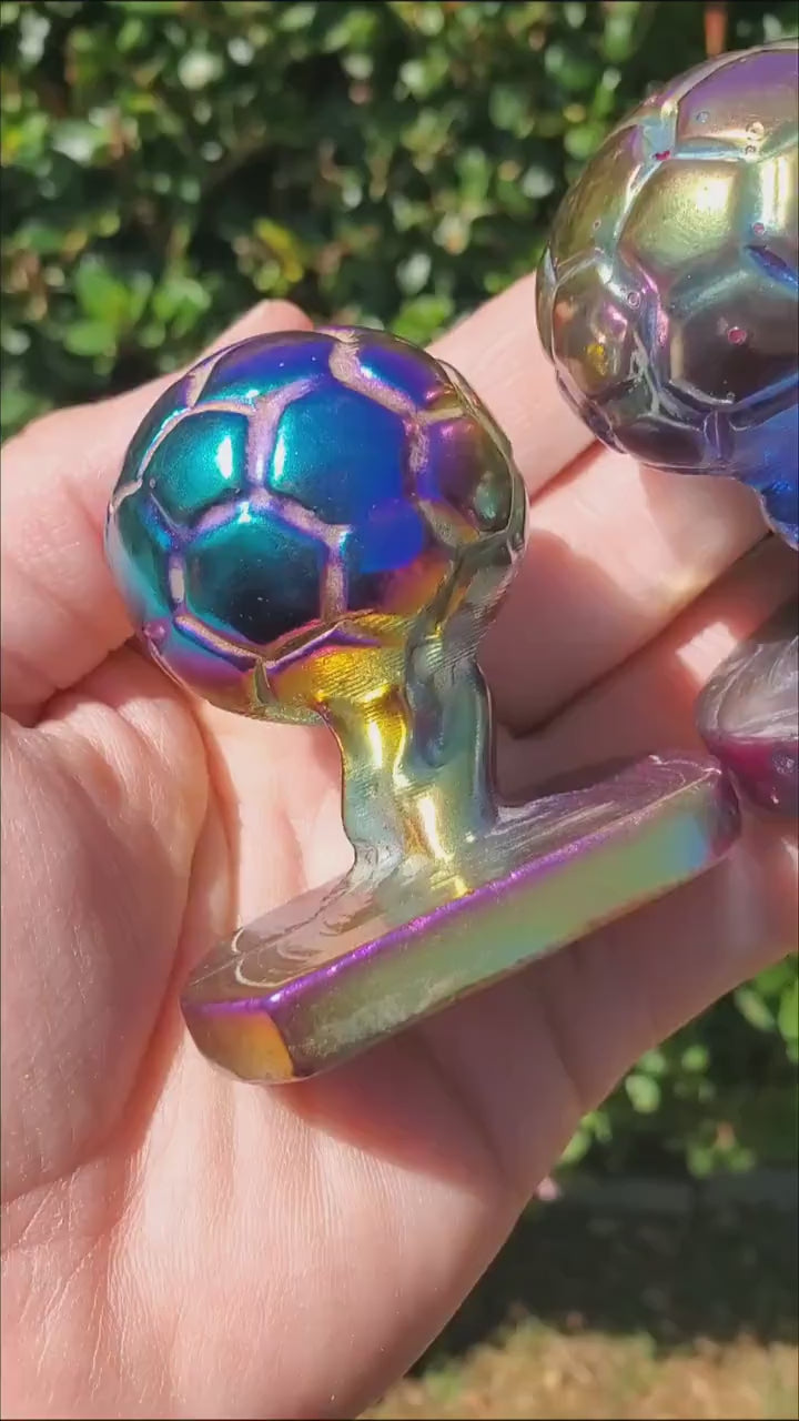 Titanium Aura Quartz Soccer Ball - Strength, Power, Peace, Release Negativity, Energizing - Rainbow Crystal Healing Gemstone Statement