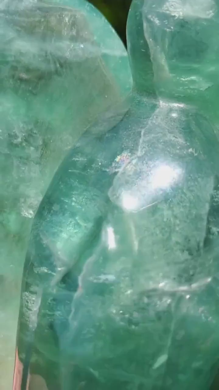Big Green Fluorite Angel - The Genius Stone, Mental Concentration, Clears Negativity - Fluorite Healing Statement