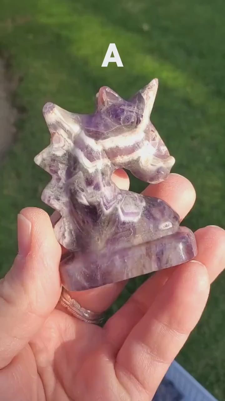 Small Dream Amethyst Unicorn - Calming, Energetic Protection, Positivity, Divine Love - Purple Amethyst Crystal Unicorn Healing Gemstones