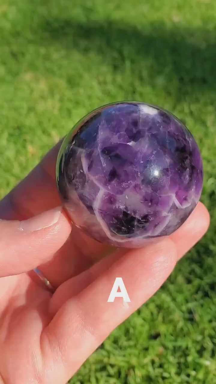 Dream Amethyst Spheres - Calming, Protection, Positivity - Purple Amethyst Crystal Ball Healing Gemstones