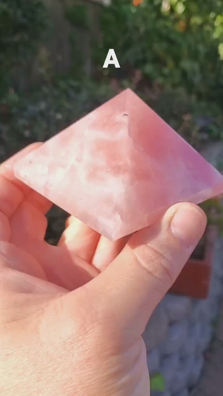 Rose Quartz Pyramid - Unconditional Love, Compassion, Forgiveness - Pink Crystal Pyramid Carving Healing Crystal Gemstones