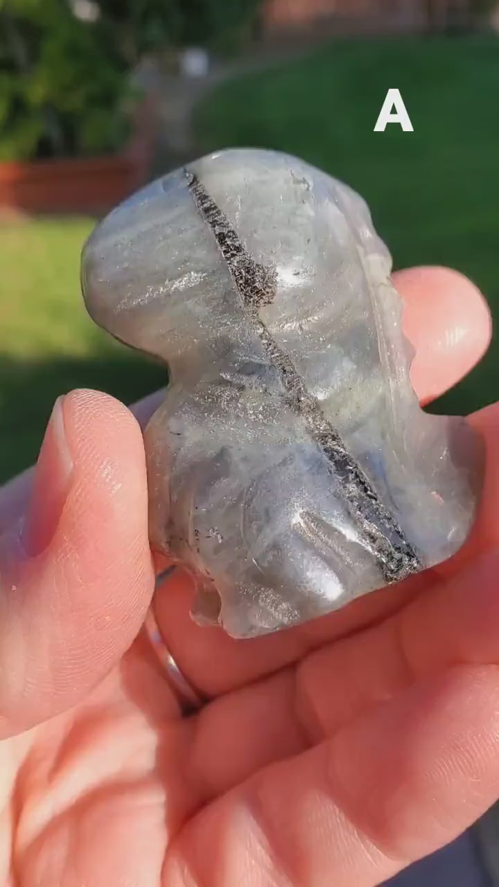 Labradorite Dinosaur - Awareness, Connection, Intuition - Crystal Dinosaur Carving Labradorite Healing Crystal Gemstone