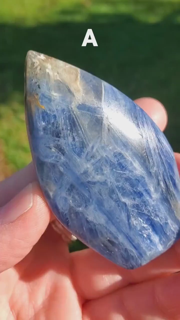 Flashy Blue Kyanite Flame - Calming, Clarity, Connection, Communication, Balances Chakras - Kyanite Crystal Flame Gemstone