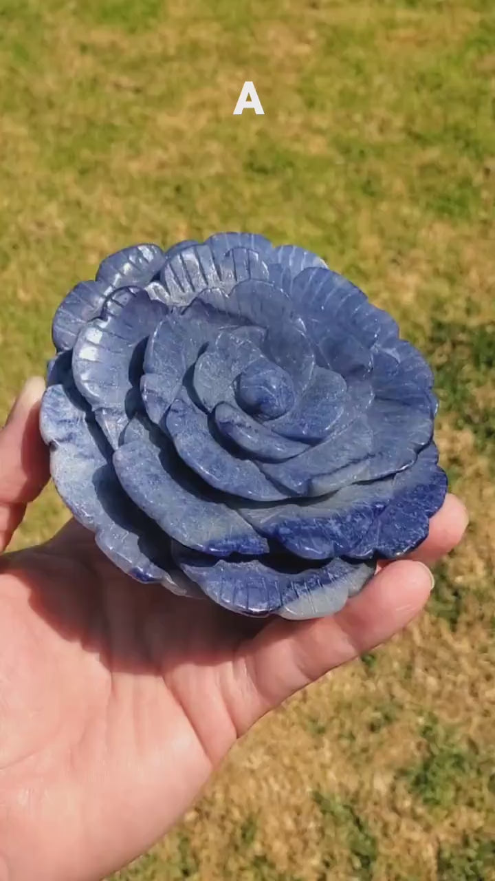 Big Blue Aventurine Rose - Self-Discipline, Inner Strength, Communication - Aventurine Crystal Flower Healing Gemstones