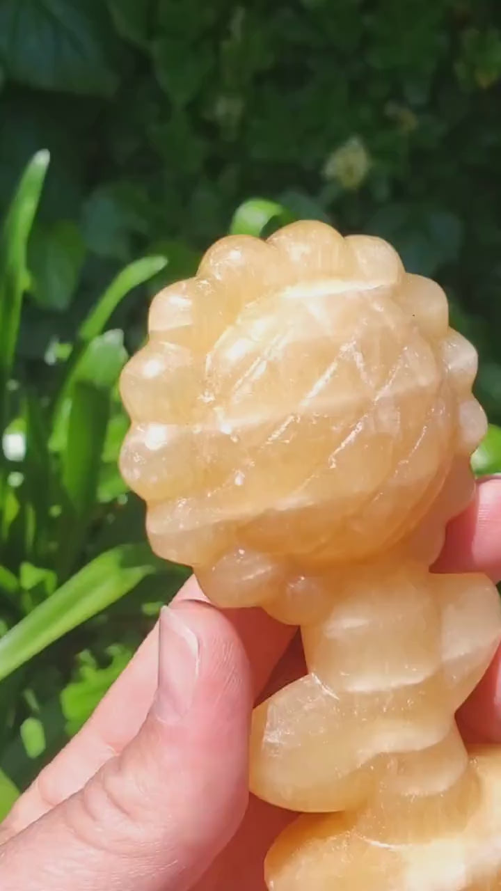 Big Chunky Orange Calcite Standing Sunflower - Confidence, Self-Esteem, Creative & Sexual Energy - 4.5" Crystal Sunflower Healing Gemstones