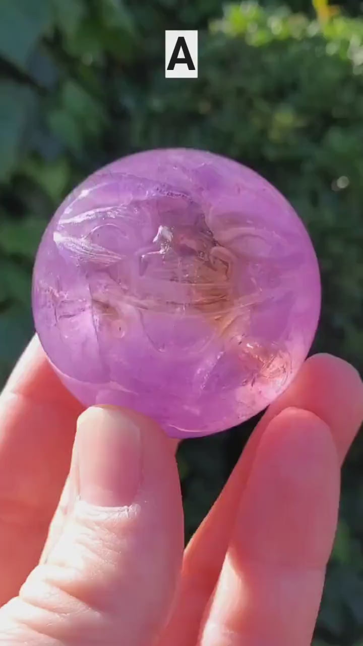 Moon Face Amethyst Sphere - Calming, Energetic Protection, Positivity, Connection - Purple Amethyst Moon Crystal Healing Gemstones