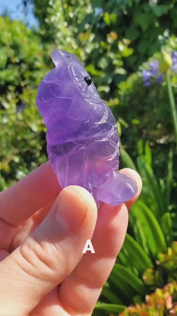 Cute Purple Fluorite Owl - Stability, Concentration, Energetic Protection - Standing Crystal Owl Healing Crystal Gemstone