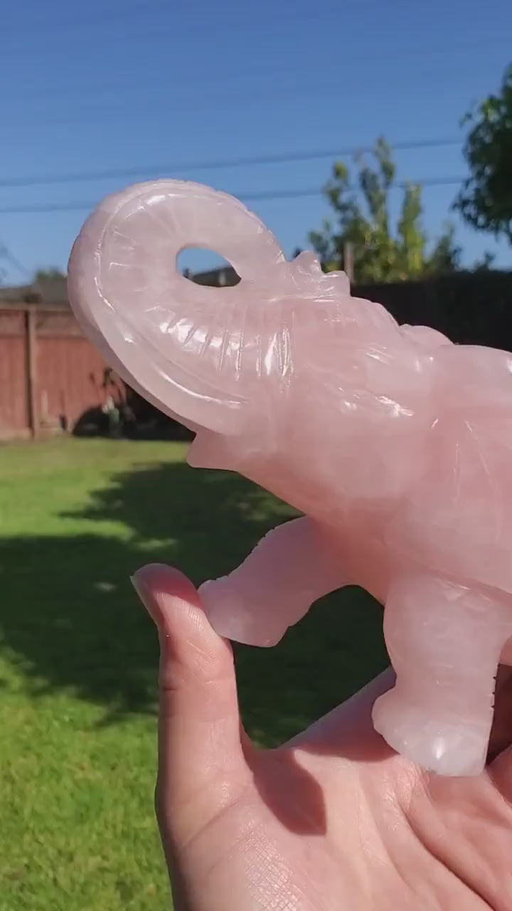 Big Rose Quartz Elephant - Unconditional Love, Compassion, Forgiveness - Pink Crystal Elephant Healing Crystals Gemstones